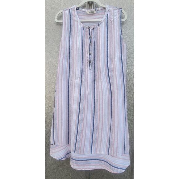 Briggs Multicolored Striped Linen Blend Tank Style Dress Size M/L - Picture 1 of 7
